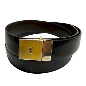 YSL Yves Saint Laurent 34 Mens Reversible Belt Brown Black Leather Vintage *flaw
